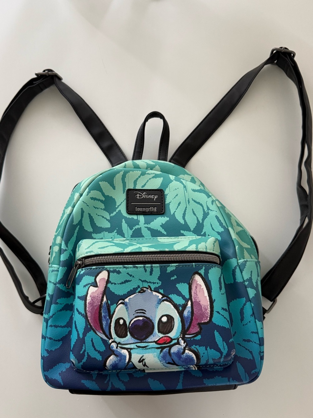Disney Loungefly Teal Blue Kids Backpack with Stitch Graphic